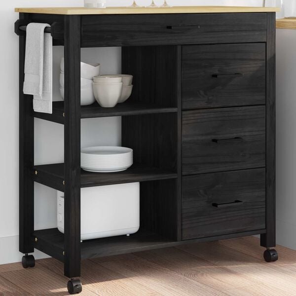 vidaXL Keittiövaunu Musta