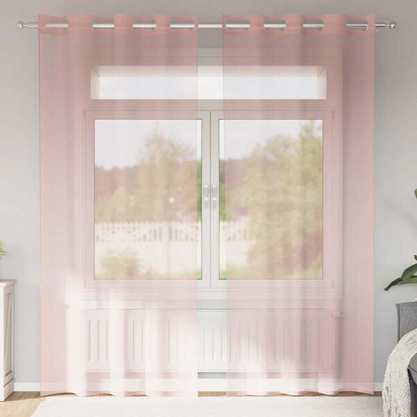 vidaXL Voileeverhot läpiviennillä 2 kpl pinkki 140x245 cm