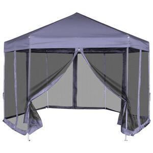 vidaXL Kuusikulmainen Pop-up Juhlateltta 6 Sein&auml;&auml; Sininen 3,6x3,1 m