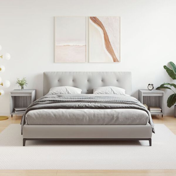 vidaXL Yöpöydät 2 kpl harmaa Sonoma 40x35x50 cm tekninen puu