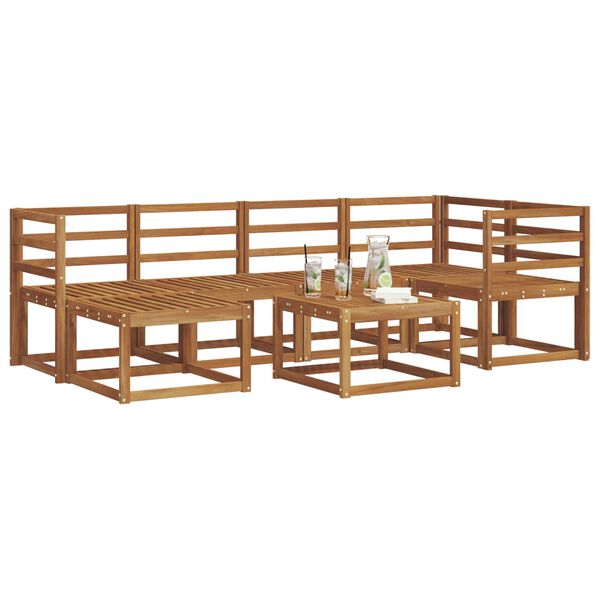 vidaXL Ulkosohvakokoelma 7 pcs Luonnollinen Tihe&auml; akasiapuu