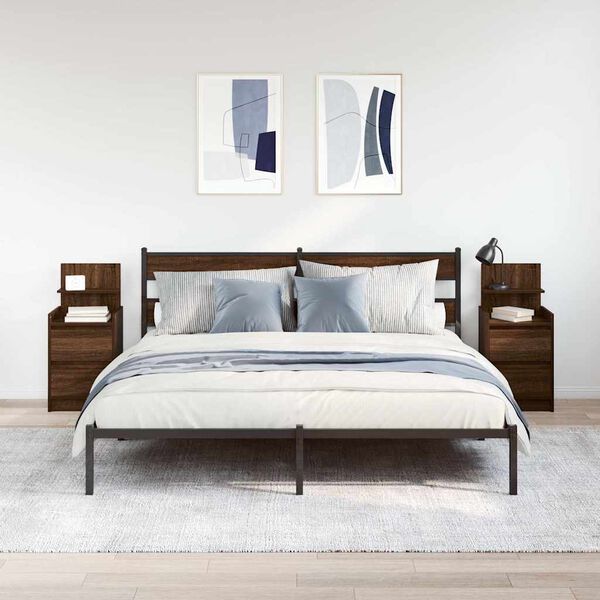 vidaXL y&ouml;p&ouml;yt&auml;kaapit 2 laatikkoa 2 kpl ruskea tammi 38x34x80 cm