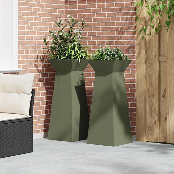 vidaXL Sarakkeellinen ruukku 2 pcs Oliivi 40 x 40 x 100 cm