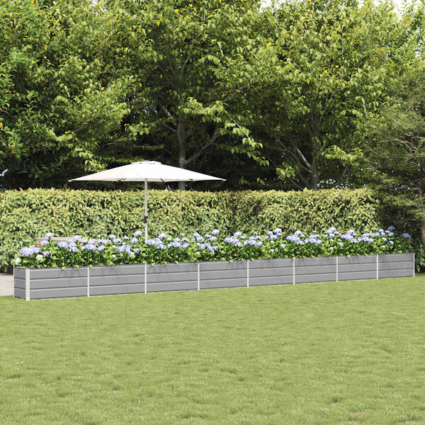 vidaXL Kukkalaatikko Vaaleanharmaa 480 x 50 x 45 cm Galvanoitu ter&auml;s