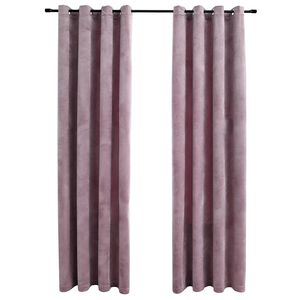 vidaXL Pimennysverhot renkailla 2 kpl sametti pinkki 140x175 cm