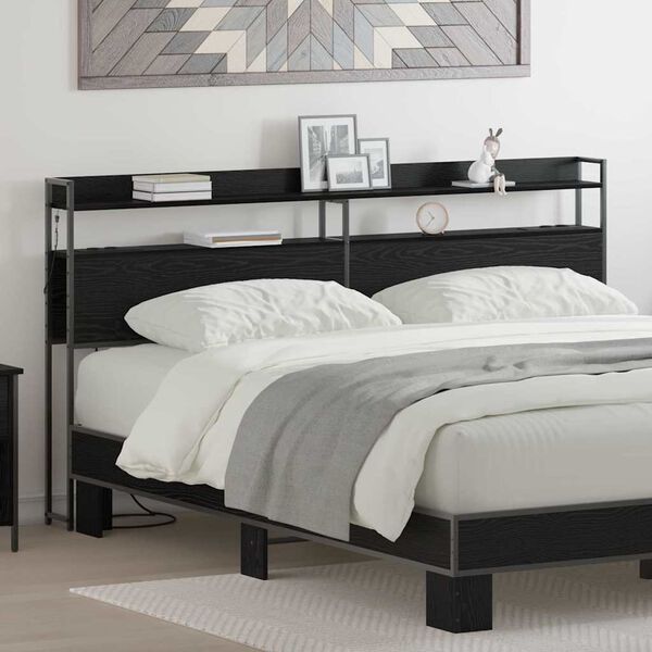 vidaXL S&auml;ilytysp&auml;&auml;ty hyllyll&auml; p&auml;&auml;tyll&auml; Musta tammi 180 cm Tekninen puu