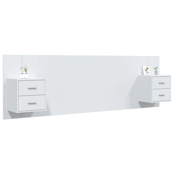 vidaXL Sängynpääty säilytystilalla valkoinen tekninen puu