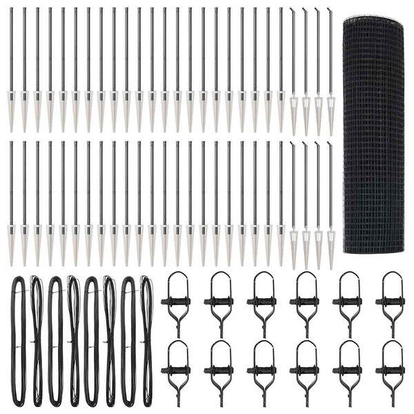 vidaXL Aitalatu Harmaa 100 x 0,4 m (12 x 12 mm verkko) Ter&auml;s ja PVC