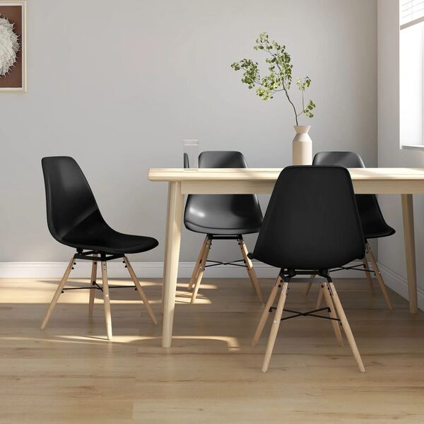 vidaXL Ruokatuolit 4 kpl musta PP