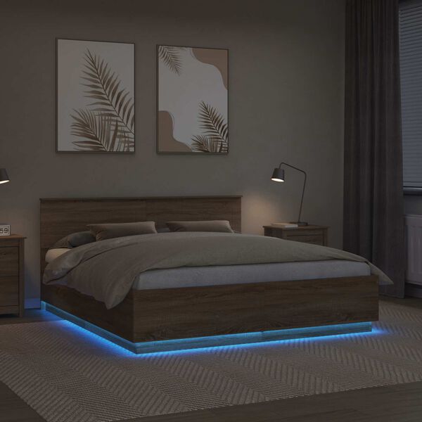 vidaXL S&auml;ngyn runko p&auml;&auml;tyll&auml; Sonoman tammi 200 x 200 cm Tekninen puu