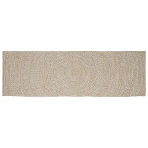 vidaXL Alue Matto Luonnollinen ja valkoinen 60 x 250 cm Juutti