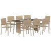 vidaXL Piharuokailu setti 9 pcs Beige polyrottinki