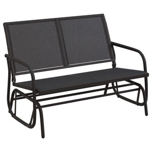 vidaXL Puutarhakeinupenkki musta 120,5x76x86,5 cm kangas ja ter&auml;s