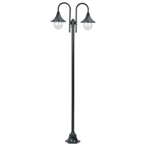 vidaXL Kaksilyhtyinen pylv&auml;svalaisin puutarhaan E27 220 cm vihre&auml;