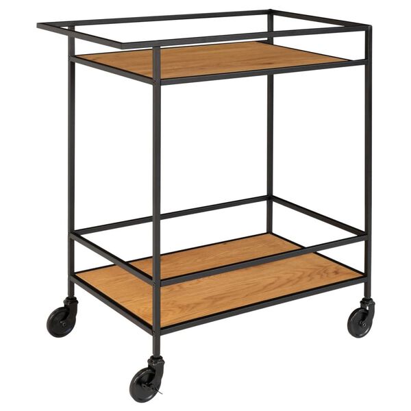 House Nordic Tarjoiluvaunu Avery 68x40x59 cm luonnollinen ja musta