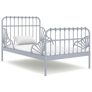 vidaXL Jatkettava s&auml;ngynrunko harmaa metalli 80x130/200 cm