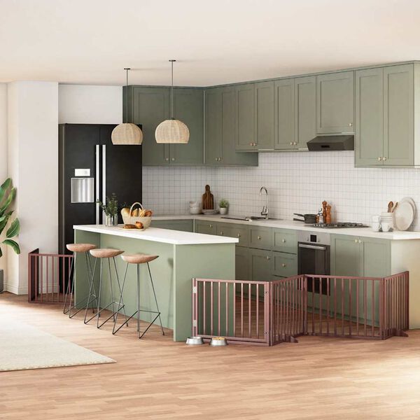 vidaXL Koiraportti kokoontaittuva 10 paneelia ruskea 800 cm poppelipuu