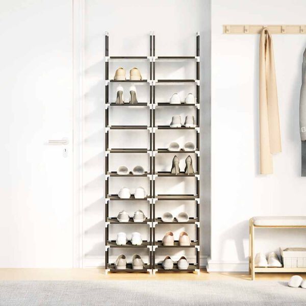 vidaXL kenk&auml;telineet 2 kpl 10-tasoinen musta 33x33x174 cm kuitukangas