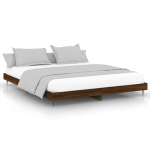 vidaXL S&auml;ngynrunko ilman patjaa ruskea tammi 200x200 cm tekninen puu