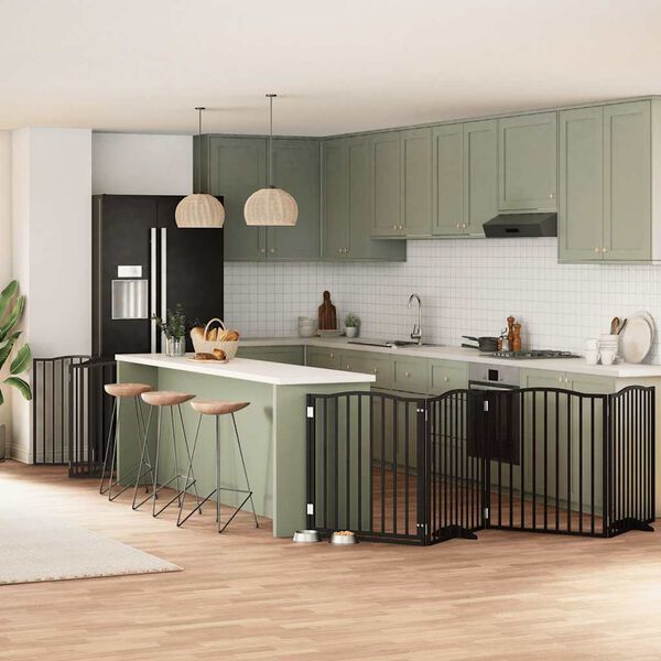 vidaXL Koiraportti kokoontaittuva 10 paneelia musta 800 cm poppelipuu