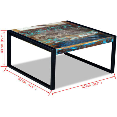 vidaXL Sohvapöytä täysi kierrätyspuu 80x80x40 cm