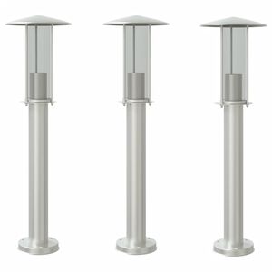 vidaXL Pylv&auml;svalaisimet 3 kpl hopea 60 cm ruostumaton ter&auml;s