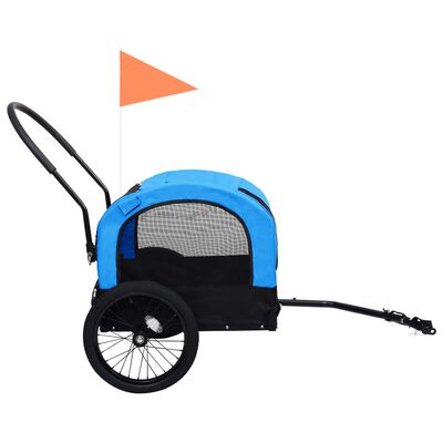 vidaXL 2-in-1 lemmikkikärry pyörään/juoksurattaat sininen ja musta