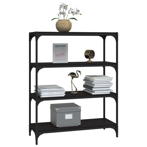 vidaXL Kirjahylly musta 80x33x100 cm tekninen puu ja teräs