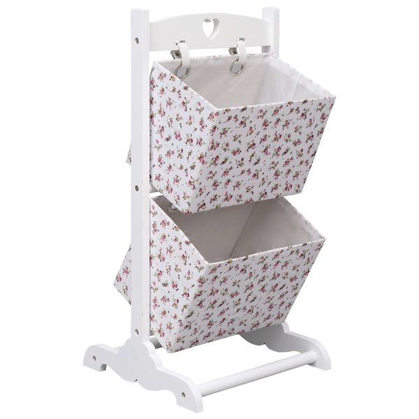 vidaXL 2-kerroksinen koriteline kukkakuvio 35x35x72 cm puu