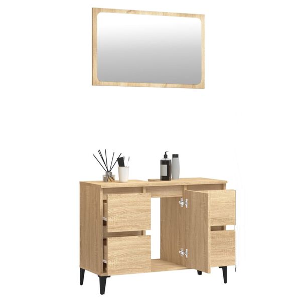 vidaXL 2-osainen Kylpyhuonekalustesarja Sonoma-tammi tekninen puu