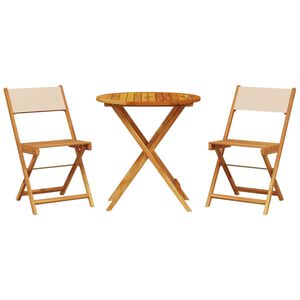 vidaXL 3-osainen Bistrosarja beige kangas ja t&auml;ysi m&auml;nty