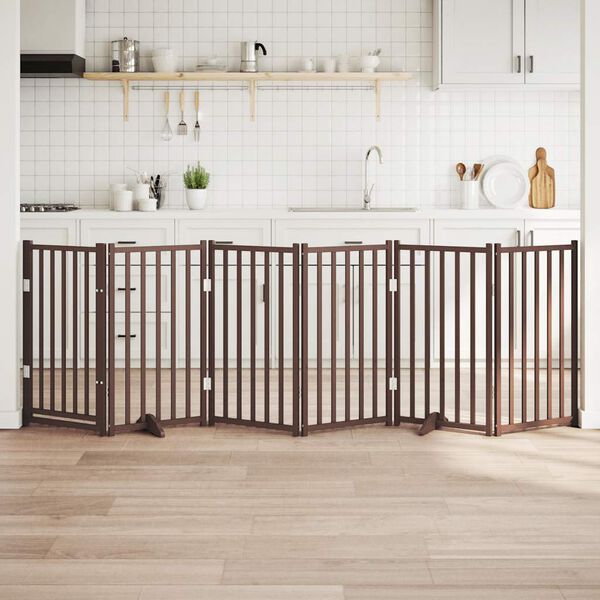 vidaXL Koiraportti taitettava 6paneelia ruskea tammi 300cm t&auml;ysi kuusi