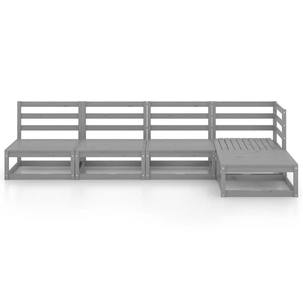 vidaXL 5-osainen Puutarhasohvasarja harmaa t&auml;ysi m&auml;nty