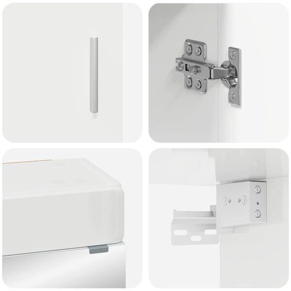 vidaXL Kylpyhuonekalustesetti hyllyll&auml; TULUM Korkean kiillon valkoinen