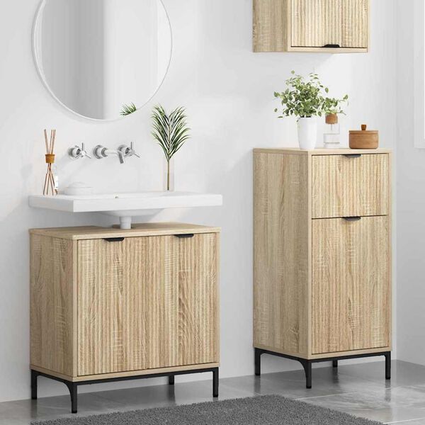 vidaXL Kylpyhuonekalustesetti laatikon kanssa 2 pcs Sonoman tammi