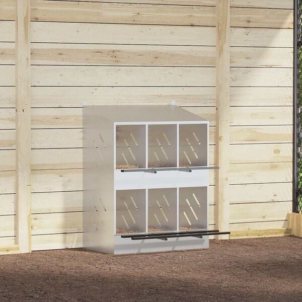 vidaXL Kananpesälaatikko 6 lokerolla galvanoitua hopeametallia