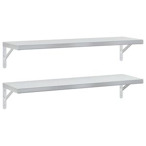 vidaXL Sein&auml;hyllyt 2 kpl 100x30 cm hopea ruostumaton ter&auml;s