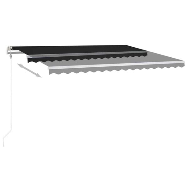 vidaXL Sis&auml;&auml;nkelattava markiisi LED/tuulisensori 450x350cm antrasiitti