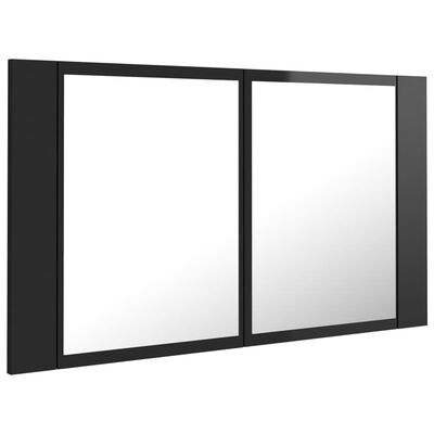 vidaXL Kylpyhuoneen LED peilikaappi korkeak. musta 80x12x45 cm akryyli