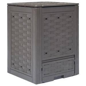 vidaXL Puutarhan komposti ruskea 60x60x83 cm 300 l muovi rottinki