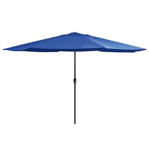 vidaXL Aurinkovarjo metallitolpalla 390 cm taivaansininen
