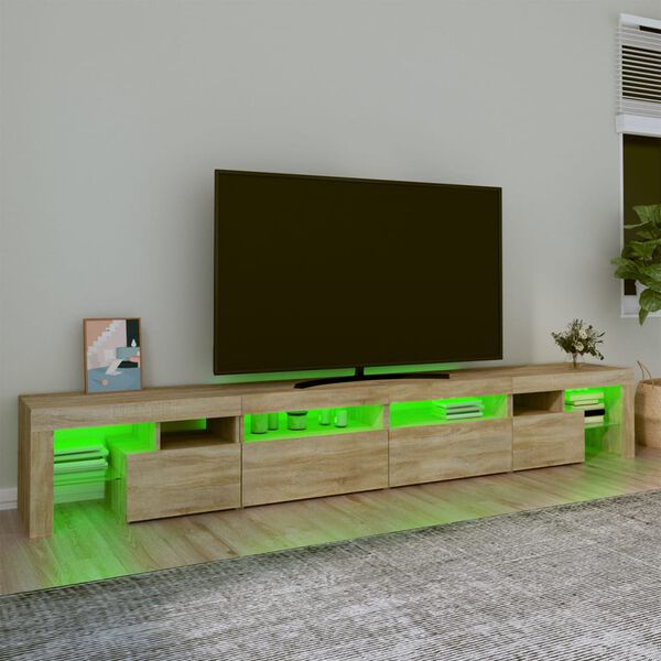 vidaXL TV-taso LED-valoilla Sonoma-tammi 260x36,5x40 cm
