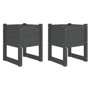 vidaXL Kukkalaatikot 2 kpl harmaa 40x40x52,5 cm t&auml;ysi m&auml;nty