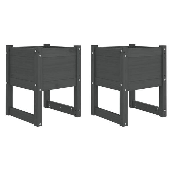 vidaXL Kukkalaatikot 2 kpl harmaa 40x40x52,5 cm täysi mänty