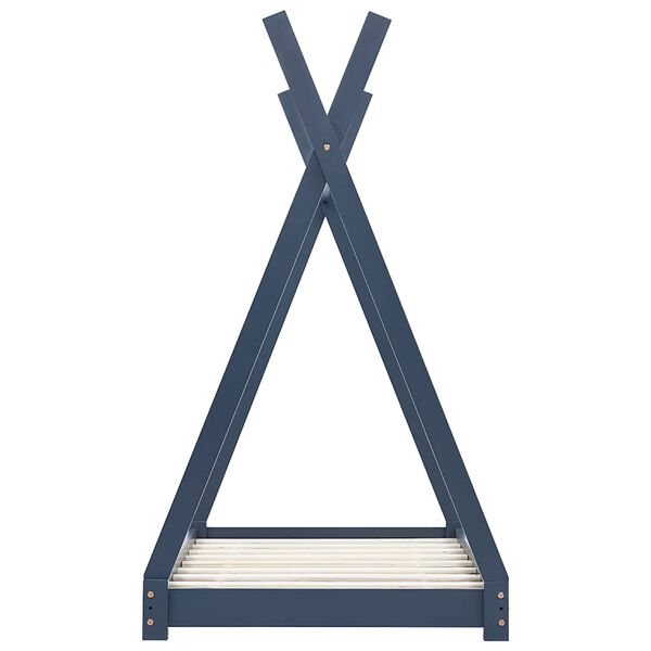 vidaXL Lasten sängynrunko harmaa täysi mänty 90x200 cm