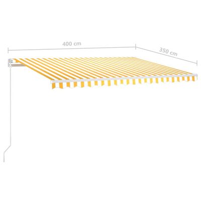 vidaXL Sisäänkelattava markiisi LEDillä 400x350 cm keltavalkoinen