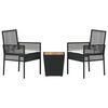 vidaXL Puutarhan Bistro Set 3 pcs Musta polyrottinki