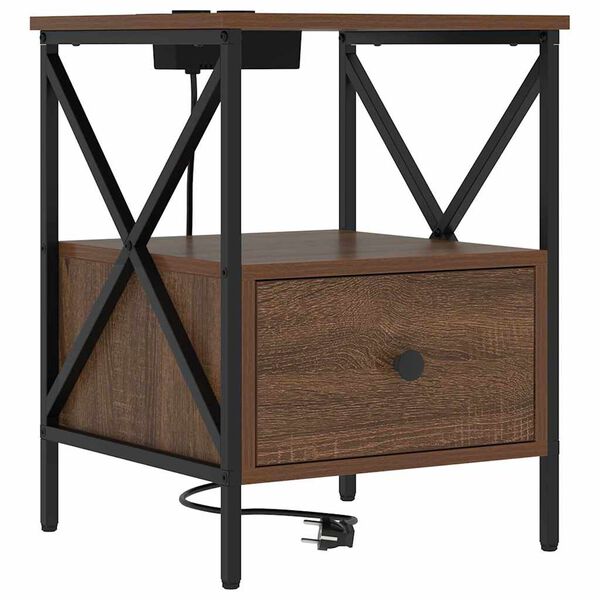 vidaXL Y&ouml;p&ouml;yt&auml;kaappi Ruskea tammi 41,5 x 40,5 x 55 cm Tekninen puu