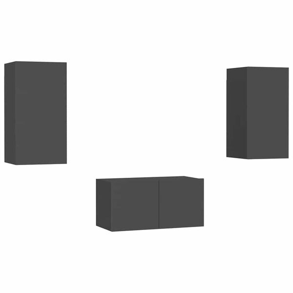 vidaXL 3-osainen TV-kaappisarja harmaa lastulevy