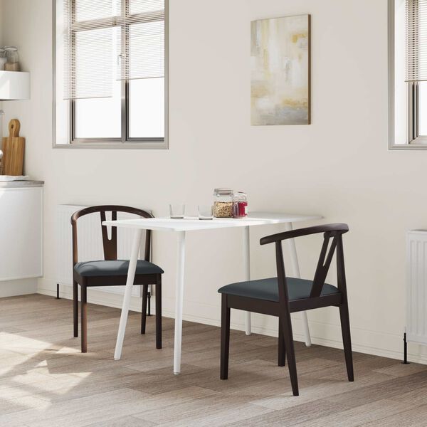 vidaXL Ruokatuoli 2 pcs Vaaleanruskea ja musta Kest&auml;v&auml; Kumipuinen